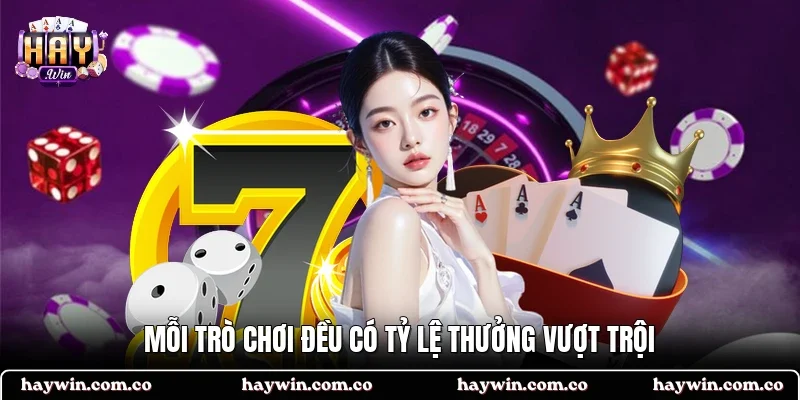 Mỗi trò chơi đều có tỷ lệ thưởng vượt trội